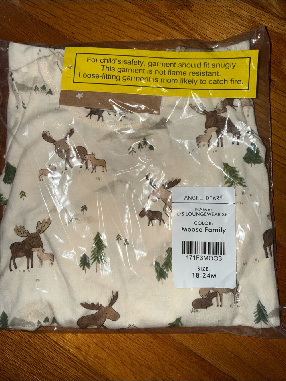Angel Dear Cream Moose Print Pj Set